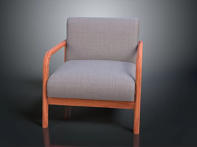 Modern Light Gray Fabric Armchair With Wooden Frame And Comfortable Seat Design 3d model
