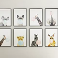 Various Animals Blowing Bubbles Framed Art Prints Wall Decor for Home 3d model