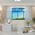 Modern Office Interior With Bookshelves Desk Computer Sofa Plants And Window View 3d model