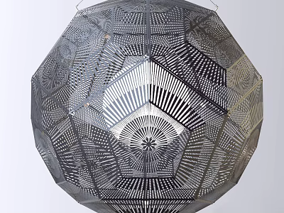 Modern Spherical Chandelier With Perforated Metal Design Intricate Geometric Patterns And Radiant Light Projection 3d model