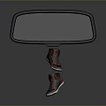 Stylish Rearview Mirror Design With Hanging Red And Black Sneakers For Home Use