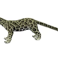 Realistic Clouded Leopard Figure In Standing Pose With Open Mouth And Spotted Fur