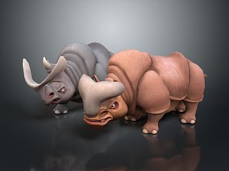 modern rhino land animal wild animal large animal 3d model