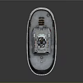 Detailed Tugboat Model With Black Red Hull Upper Deck And Antenna On Reflective Surface