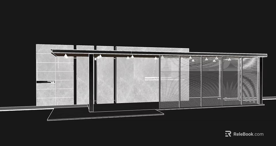 Modern Pergola Structure With Metal Frame Lighting And Vertical Blinds Design 3d model 