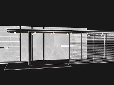 Modern Pergola Structure With Metal Frame Lighting And Vertical Blinds Design 3d model