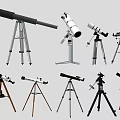 Various Commercial Telescope Equipment With Tripod Stands And Different Designs