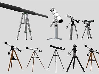 Modern telescope equipment astronomical glasses 3d model