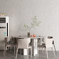 Rear White Dining Table Round Table Floor Air Conditioner 3d model