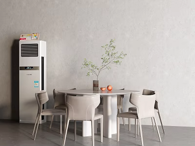 Rear White Dining Table Round Table Floor Air Conditioner 3d model