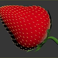 Fresh Ripe Red Strawberry with Yellow Seeds Green Leaves and Stem