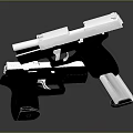 Modern Tactical Weapon Collection Featuring Pistol And Folding Knife With Metal Parts