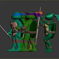Animated Teenage Mutant Ninja Turtles Characters With Colorful Headbands And Various Weapons