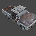 Old Rusty White Truck With Open Door And Cluttered Interior Details 3d model
