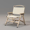 Foldable Leisure Chair with Light Wood Frame and Beige Canvas Seat Backrest