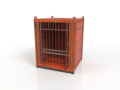 Orange Metal Pet Cage With Secure Wire Bars And Durable Structure 3d model