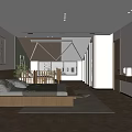 Minimalist Hotel Room Interior With Platform Bed Wooden Floor And TV