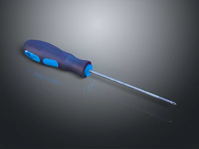 Blue Black Screwdriver With Slip Resistant Handle And Silver Metal Shaft 3d model