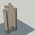 High Rise Building Classical Exterior Design With Beige And Gray Facade Decorative Top And Windows