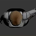 Blonde Female Robot With White Top Black Skirt And Metallic Mechanical Limbs On Gray Background