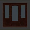 Dark Red Wooden Display Cabinet With Glass Doors And Bottom Storage Drawers