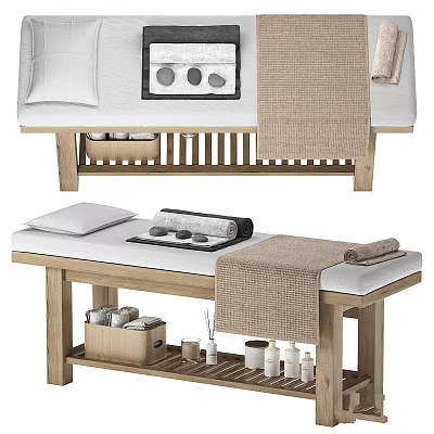Professional Medical Treatment Table With Pillow Towel Massage Stones And Storage Drawer 3d model