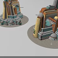 Cartoon City Scene With Colorful Unique Buildings Towers Domes Windows And Arches