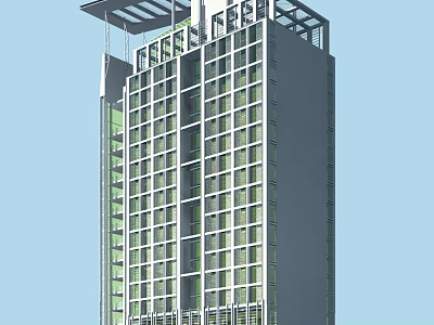 High Rise Modern Residential Building With Glass Windows And Architectural Design 3d model