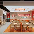 Shanxi Cuisine Restaurant With Bright Interior Cartoon Murals Orange Walls And Comfortable Seating