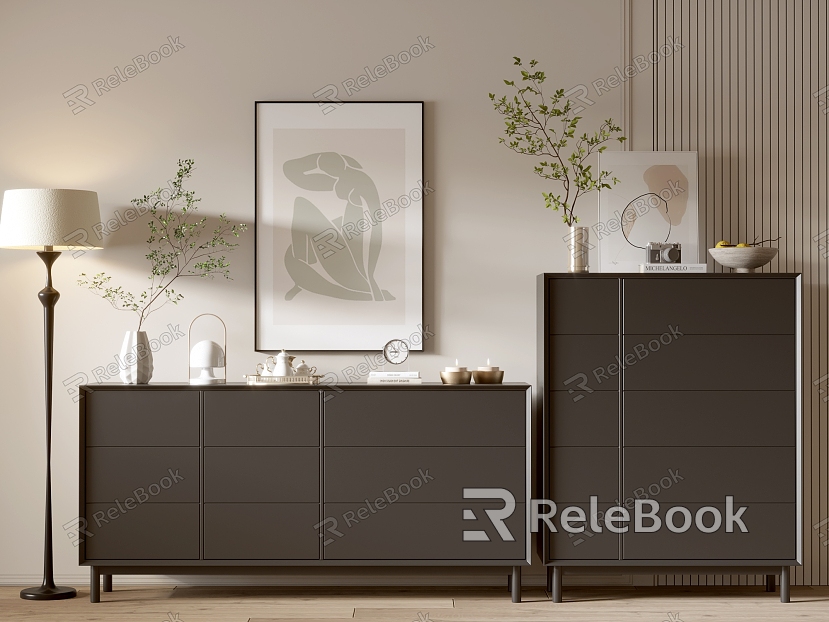 Modern Black Cabinet Whole Cabinet Sideboard Cabinet Balcony Cabinet Storage Cabinet Entrance Cabinet model