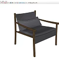 Modern Accent Chair With Gray Textured Fabric And Walnut Wooden Armrests