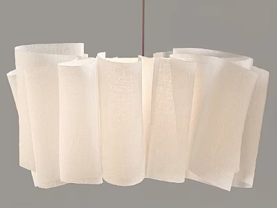 Elegant Modern White Fabric Chandelier With Layered Pleated Shades Design Style 3d model