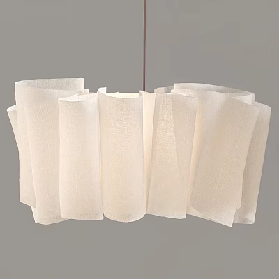 Elegant Modern White Fabric Chandelier With Layered Pleated Shades Design Style 3d model