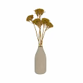 Decorative Ornament Set With Dried Yarrow Organic Bouquet And Ceramic Vase