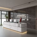 Modern Reception Desk With Marble Countertop And Elegant Background Wall For Receptionist