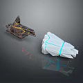 Geometric Animal Shaped 3D Models With Yellow And Blue Line Decorations On Dark Background