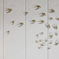 Modern Bird Shaped Wall Decor With Black Gold White Circular Spiral Patterns On Light Walls