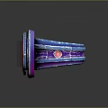 Futuristic Circular Device With Neon Blue Pink Colors And Geometric Glowing Patterns