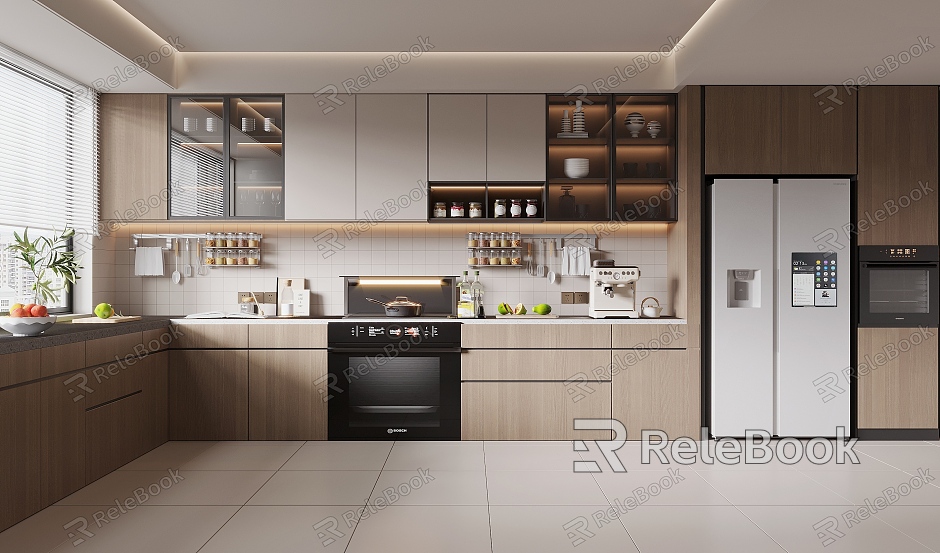 Modern enclosed kitchen model