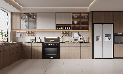 Modern enclosed kitchen 3d model