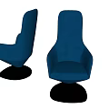 Stylish Blue Modern Accent Chairs With Curved Backrest Armrests And Black Spiral Base