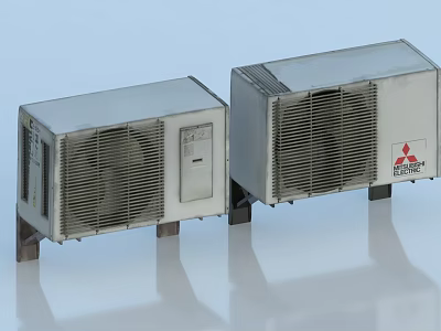 Mitsubishi Air Conditioner Fan Outdoor Units With Silver Casing And Efficient Cooling 3d model