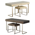Modern Elegant Dressing Table Designs With Metal Frames And Matching Stools 3d model
