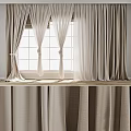 Layered Beige Linen Curtains With Sheer Panels And Tiebacks For Room Decor