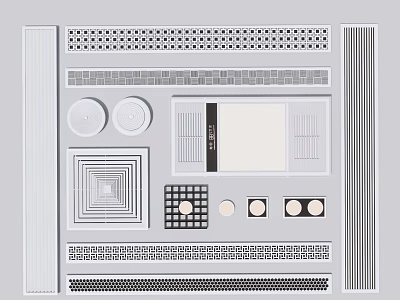 Air Conditioner Vents Design With Various Grille Circular Square And Grid Patterns 3d model