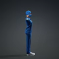 Woman In Blue Surgical Scrubs With Blue Cap Mask And Outstretched Arms