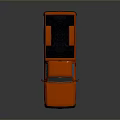 Orange Single Cab Pickup Truck With Black Wheels And Antenna On Gray Background