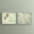 Two Plant Paintings With Silver Frames And Yellow Trees On Light Green Wall 3d model