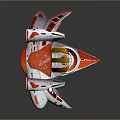 Futuristic Orange And White Spacecraft With Transparent Cockpit And Wings