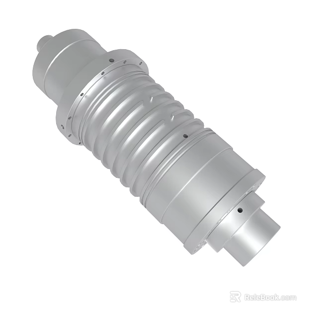 Durable Silver Cylindrical Mechanical Component With Bellows Structure For Industrial Applications 3d model 